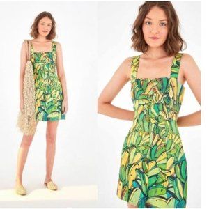 Size Small Farm Rio Green Banana Linen Mini Dress